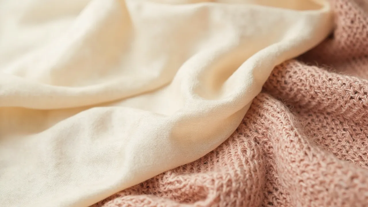 Nahaufnahme einer weichen Kaschmir-Stricktextur in Cream