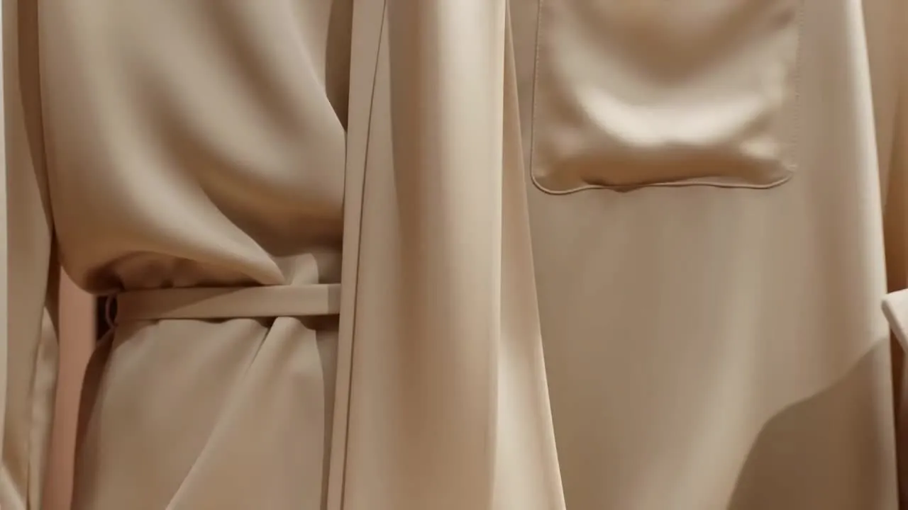 Kuratiertes Boutique-Schaufenster mit einer Mannequin in cremefarbenem Leinen bei weichem Tageslicht